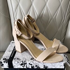 CL by Chinese Laundry Jody Nude Suede Block Heel Sandals